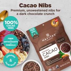 Navitas Organics Raw Cacao Nibs 16oz. bag, 15 servings â€” Organic, Non-GMO, Fair Trade, Gluten-Free (Pack of 2)
