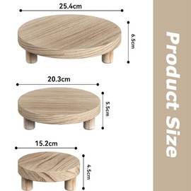 3-Piece Versatile Wood Stands, Wooden Display Platforms, Decorative Round Pedestal Stand, for Plants, Decor (3 Varying Size)