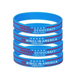 QRH 4PCS No Kings in America Since 1776 Silicone Bracelets No Kings Protest Sign Silicone Bracelets Protect Democracy Rubber Bracelet Since 1776 Political Protest Accessories