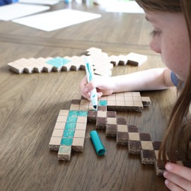 DIY Pixelated Sword or Axe for Birthday Party – Recyclable Cardboard Coloring Craft – Video Game Birthday Party Activity for Kids