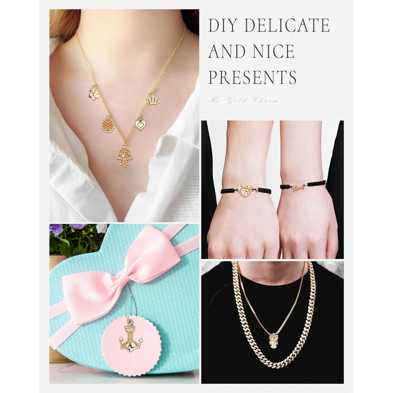 JIALEEY Wholesale Bulk 50PCS Mixed Gold Charms Pendants DIY for