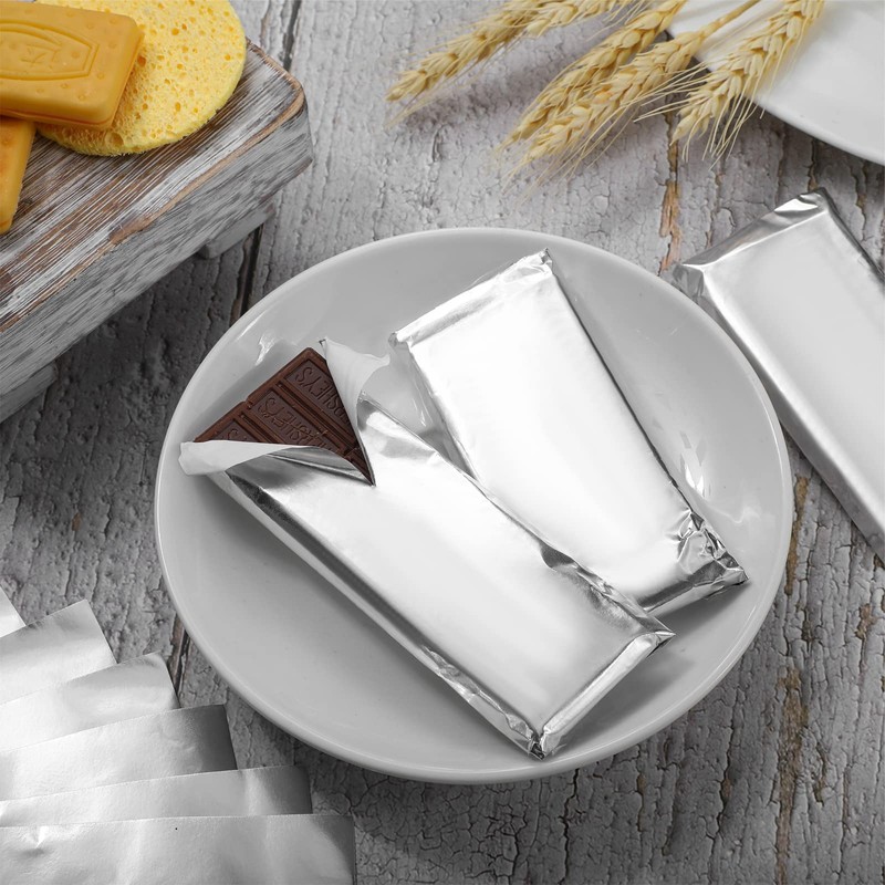 Tanlade 200 Pcs Silver Chocolate Bar Wrappers Bulk with Thick
