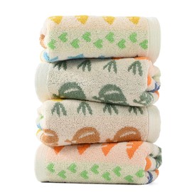 sense gnosis 100% Cotton Full Pumpkin & Carrot Pattern Kids Facial Towels, Fingertip Towels for Bathroom Towel Set Children Towels & Baby Washcloths, 10 x 20 inches(4 Pack in 2 Color)