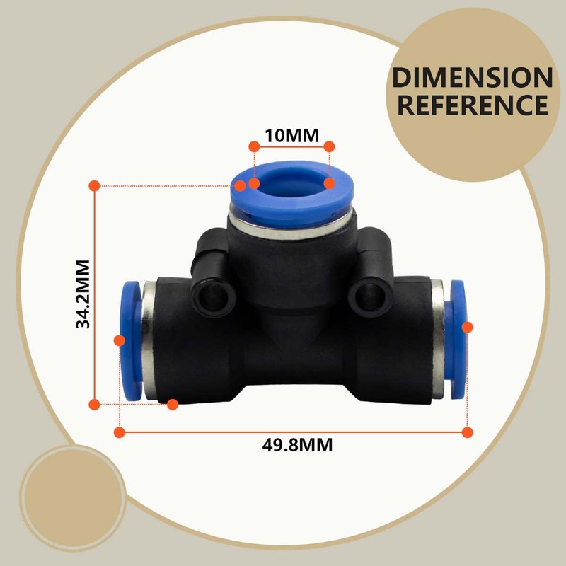 Bwintech 12 Pcs 10mm 3 Way Tee Push in Connect