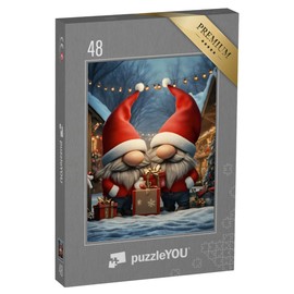 puzzleYOU: Puzzle 48 Teile „Wichtel auf dem Weihnachtsmarkt“