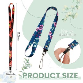 12 Pcs Anti Lost Necklace Lanyard Set Lanyards for Women and Men ID Key Lanyard 12 Pieces Lanyard Set, Include 2 Neck Lanyard Strap with 10 Ring Adjustable Holder