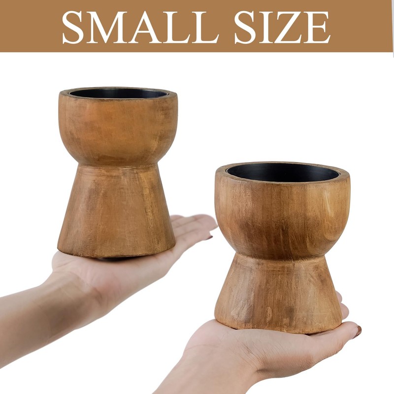 NIKKY HOME Farmhouse Wooden Candle Holders Set of 2, Rusitc