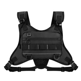 MODISCHEDLER Running Vest Sports Chest Bag - Water-Resistant, Lightweight Front Running Vest with Built-In Phone Storage & Extra Compartments, Ideal for Workouts and Cycling in Black.