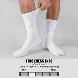 HeySocks Mens White Crew Socks - Sports Thin Athletic Breathable Running Long Socks 6 Pairs