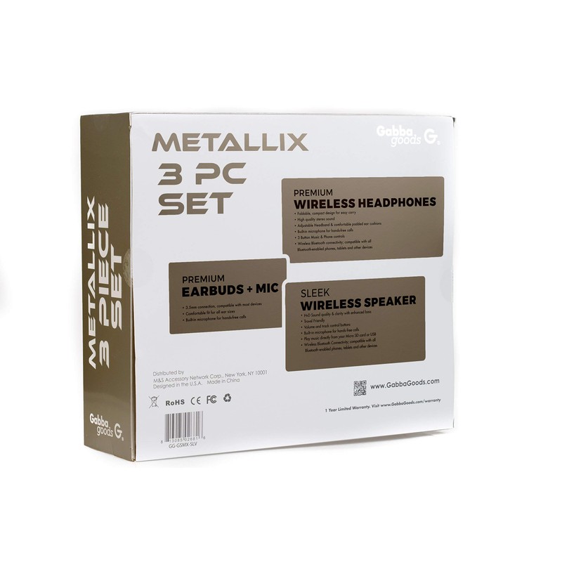 GabbaGoods 3 Piece Metallix Electronics Gift Combo Set- Includes a