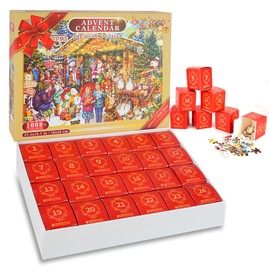1008 pcs jigsaw Puzzle for Teens Gift, 24-day countdown calendar, Santa's Surprise, 19.7 "x 27.6", family game jigsaw puzzle, Christmas gift.