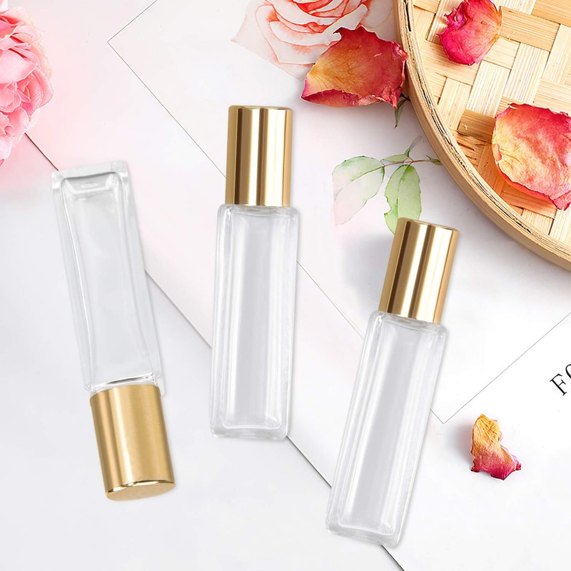 wifreo Perfume Essential Oil Bottles, Square Refillable Thick Glass Roller
