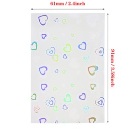 ONLYKXY 50pcs Soft Clear Plastic Glitter Small Bag Storage Pouch Laser Sleeve Cover Pocket Holder Holographic Photo Protector Top Loader for Collectible Coin Jewelry Sport Trading Card (White Heart)