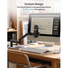 Etour Custom Built for Blue Yeti X Shock Mount 2025 Upgrade Anti-Vibration Suspension Elastic Shock Mount Holder Clip Mics Stand with Screw Adapter Compatible with Yeti X Microphone