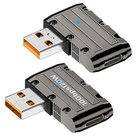 GELRHONR Right Angle USB A Male to USB C Female Adapter,Zinc Alloy 90 Degree USB3.1 to Type C Connector 120W Super Fast Charging 10Gbps & Data Transfer - 2 Pack (Left/Right Angle)