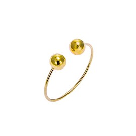 jewellerybox 9ct Yellow Gold Double Ball Adjustable Open Ring