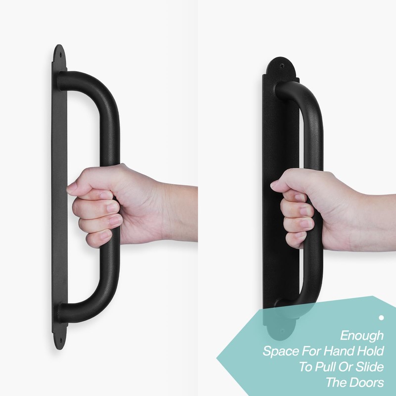 Purife 12'' Black Heavy Duty Metal Gate Handles 2 Pack,