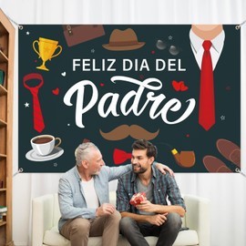 Feliz Dia Del Padre Decoracion Backdrop Banner Spanish Fathers Day Decoracions Tie Mustache Design Love Dad Thanks Dad Feliz Dia Del Padre Photography Background for Happy Fathers Day Party Supplies