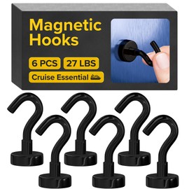 X-bet MAGNET Black Magnetic Hooks 6 PCs (27 LBS), Size: Dia 16mm, Pull Force Around 24lbs