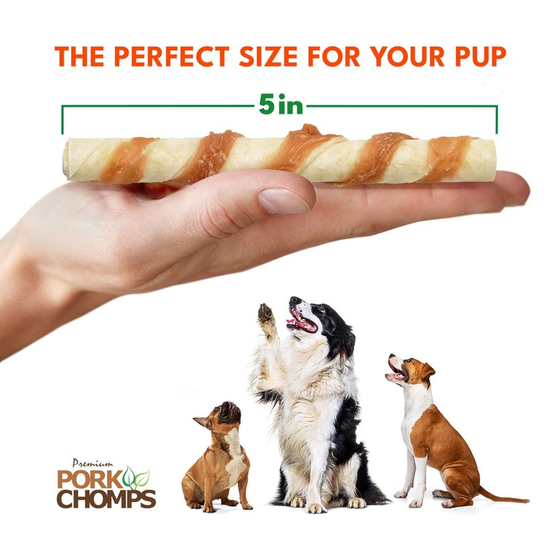 Pork Chomps Baked Pork Skin Dog Chews, 5-inch Mini Twists,