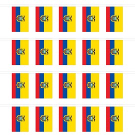 KIIPOAPAU Ecuador Flag Banner,20PCS Ecuador Flag Banner National Day Banner Small String Mini Flag, 20Ft Ecuador flag Banner for Patriotic Events, Sports, Bars Decorations