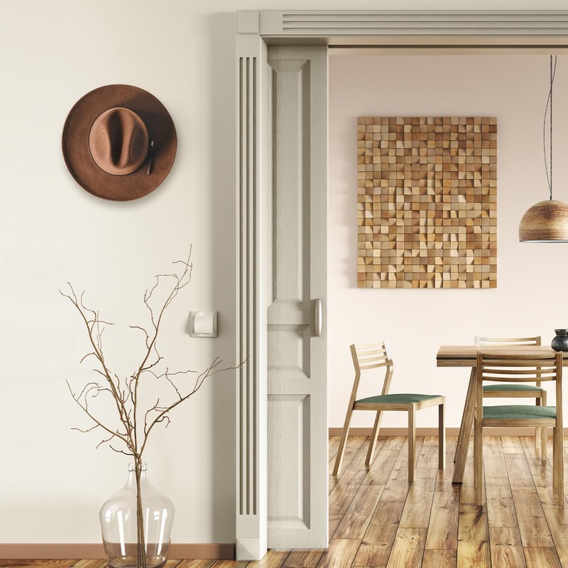 HUANGSTY 2-Pack Wall-Mounted Wooden Hat Rack| Non-Damage Brim Design Keeps