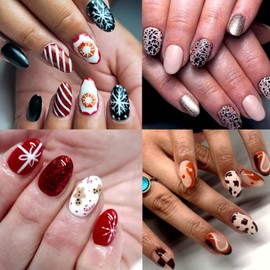 UKKQES Short Fake Nails 240pcs Pre-shape Gel Acrylic Nail Tips for Full Cover Nail Extension Home DIY Nail Salon 10 Sizes Gelly Tips