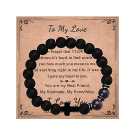 Purple Tiger Eye Protection Bracelet for Women Men Religious Cross Bracelets for Christian Birthday Gifts for Wife Husband Valentines Day Gifts for Him Her Faith Based Gifts for Couples Bracelets