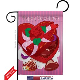 Breeze Decor Chocolates Garden Flag Pack Spring Valentines Happy Heart Couple Romantic February Holiday Love USA Vintage Applique House Decoration Banner Small Yard Gift Double-Sided, Imported