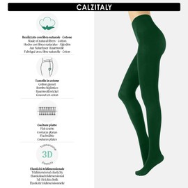 CALZITALY Cotton Thick Tights, Daily Use Tights, Warm Winter Tights | Beige, Burgundy, Black, Blue, Brown, Green, Violet | S/M, L/XL | 100 DEN | Made in Italy