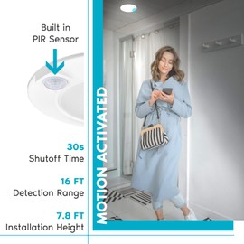 LUXRITE 4 Inch LED Motion Sensor Ceiling Light, 120V, 3 Color Selectable 3000K-5000K, 30s Timeout, 10W, 600 Lumens, Wet Rated, Automatic Flush Mount Light Fixture - Closet, Entryway, Hallway (4 Pack)