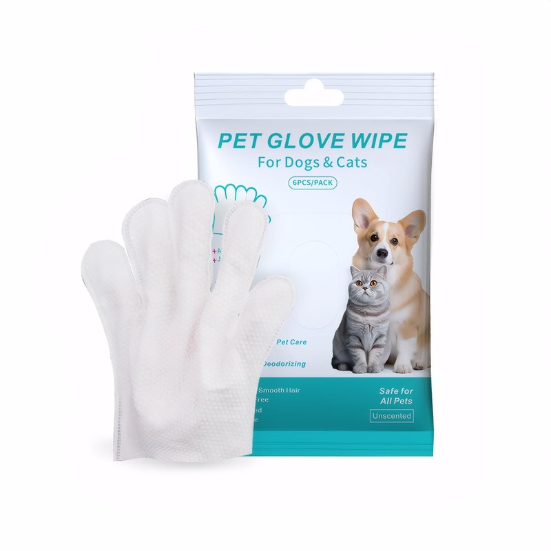 Pet Glove Wipe for Dogs & Cats, Hypoallergenic, Rinse Free,