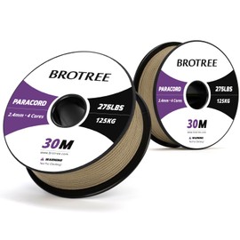 BROTREE 275 Paracord 2.4mm Tactical Cord 30M Nylon Rope 4 Strands Parachute Cord for Outdoor, Craft, DIY - 125kg Breaking Load (Tan)
