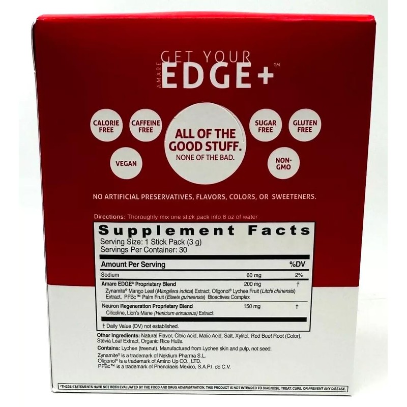 Amare Edge Plant Based Nootropic Powder Drink for Endurance and