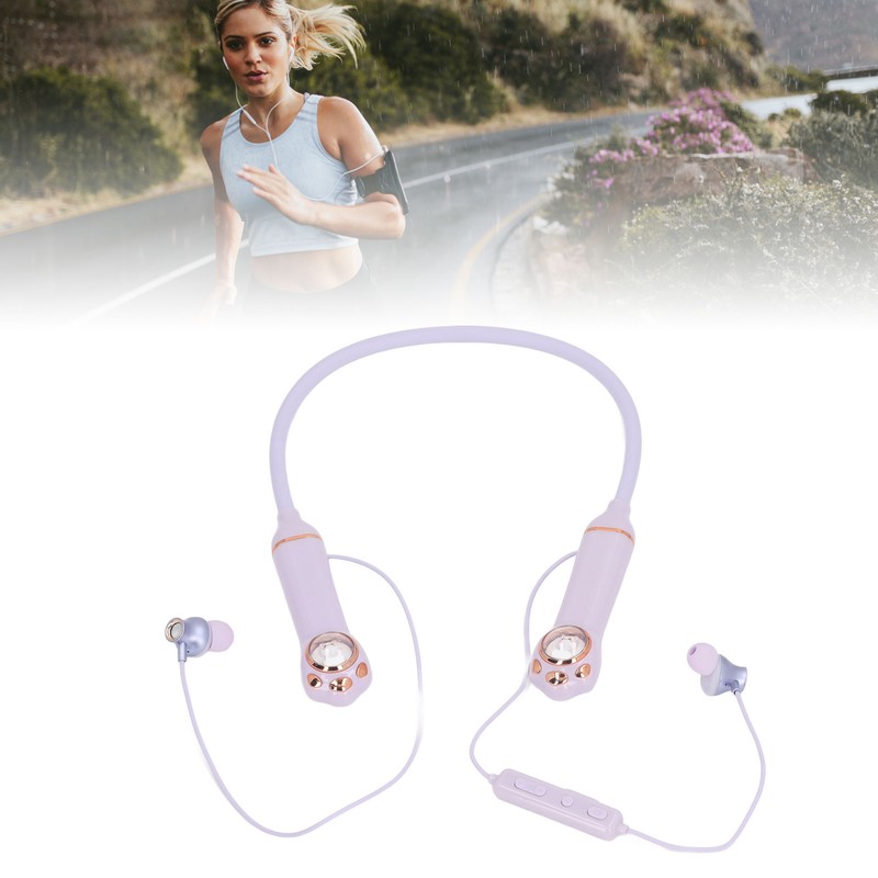 Neckband Earbuds IPX5 Bluetooth 5.3 Wireless Cat Pattern RGB Backlight