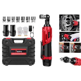 Banas Versatile 12 V Cordless Ratchet Wrench Wireless Electric Spanner: 3/8" Drive, 40 N.M Torque, LED Light, Quick-Release; Perfect for Car Repairing, Garage, Workshop, Household, DIY, etc (Red)