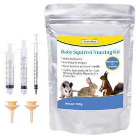 Liovsiso Baby Squirrel Feeding Kit,280 g Milk Replacer for Squirrel, Rabbit, Opossum, with Feeding Syringes,100% Instantized for Mixing Digestible Proteins