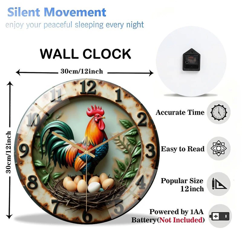 12 Inch Round Wall Clock that Arrives in Pristine Condition,