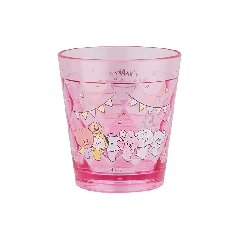 K Company BT-CCL2-PK BT21 Sparkly Clear Cup 2, Pink, 9.1