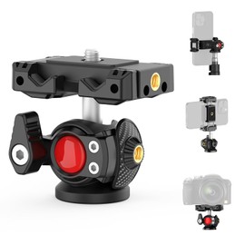 XXZU Cabezal de Bola para tripie para Celular，Accesorio trípode con Soporte para Celular，Adaptador de trípode para cámara Giratorio de 365°，Rótula para cámaras, teléfonos y aro de luz