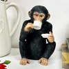 Darthome Sophisticated Monkey Ornament Black Resin Tea Drinking Chimp Novelty