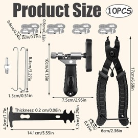 KFSCIP 10 Pcs Set Bike Chain Tool Repair Kit, Bicycle Chain Removal Tools with Breaker Tool, Plier &,Checker, for 6/7/8/9/10/12 Speed Chain Bike Repair Kit, for Road Mountain Sports Bike