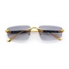 Bevel Lens Rimless Hustler Retro Gangster Rapper Rectangle Luxury Sunglasses