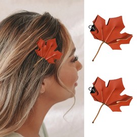 Maple Leaf Hair Clips PU Leather Artificial Leaf Fall Thanksgiving Hair Accessories for Women Girls Autumn Parties Weddings Decor
