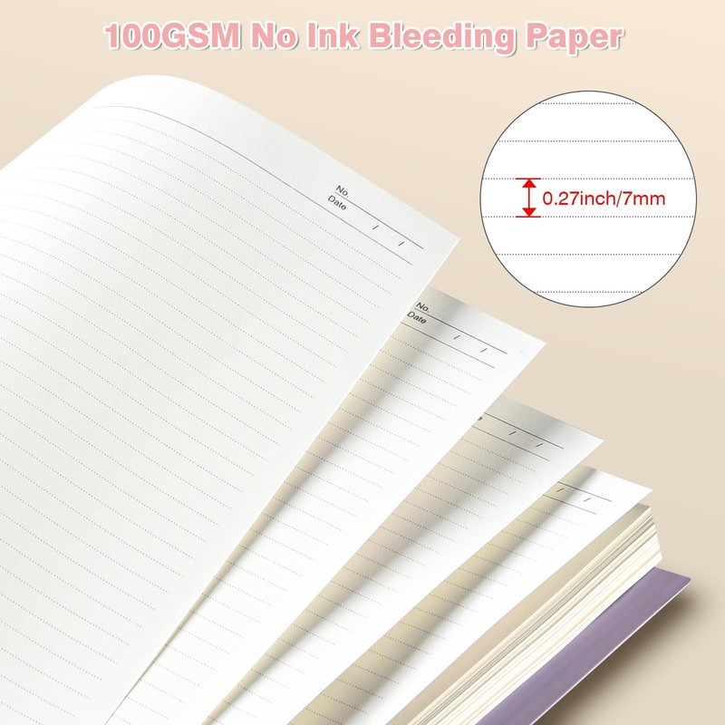 A5 Notebook, Lined Notebook with Removable Dividers, 300 Pages 100GSM