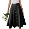 HERBATOMIA Pleated Midi Black Skirt High Elastic Waist A-line Casual