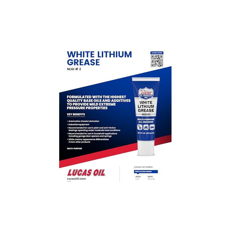 Lucas Oil WHITE LITHIUM GREASE 8OZ