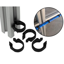 Clips for Cable Attachment to Construction Profile Quick Attachment with Push-Click Function Clamp Holder Cable Clip for Aluminium Profiles (B-Type Nut 6, Inner Diameter 12 mm, Black, 25, Quantity)