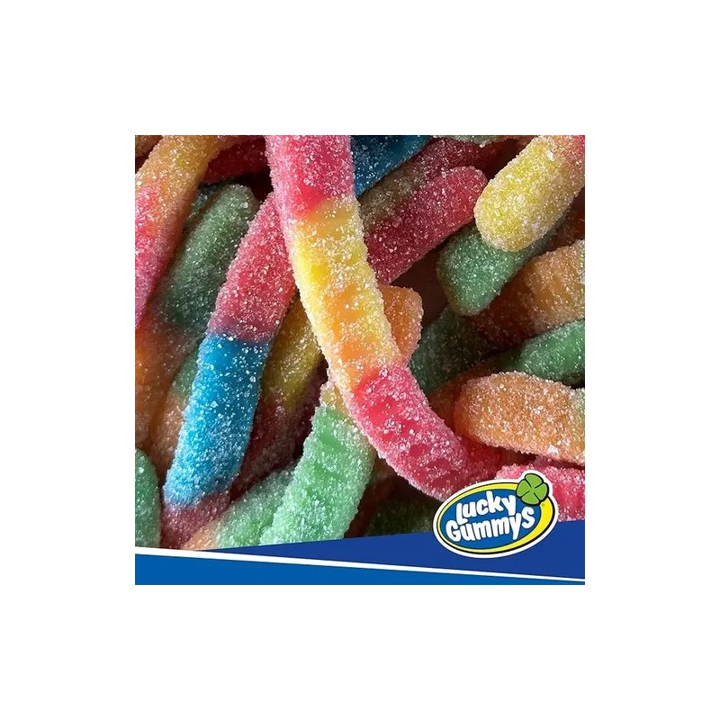 Gomitas Frutales Lucky Gummys Lombriz Neon 1 kg Grenetina