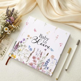 Humyoun Wildflower Baby in Bloom Baby Shower Guest Book Decorations with 2 Markers Sign in Guest Book Scrapbook Gender Revel Photo Album 8.7'' x 8.7" for Party Favors Gift Guests 144 Pages